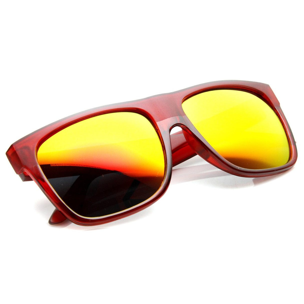Frosted Retro Flat Top Candy Color Mirrored Lens Sunglasses 8610 from zeroUV