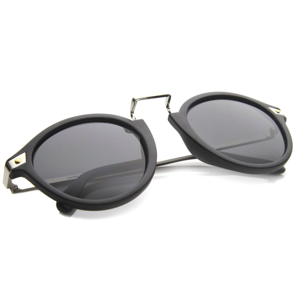 Vintage Steampunk Inspired Round Horned Rim Frame Sunglasses 8591 from zeroUV