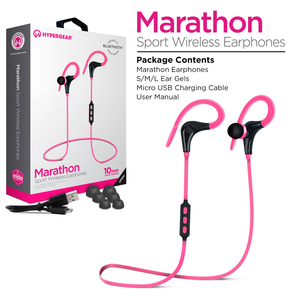 HyperGear Marathon Sport Wireless Bluetooth Earphones (MARPHONES-PRNT) from Jupiter Gear
