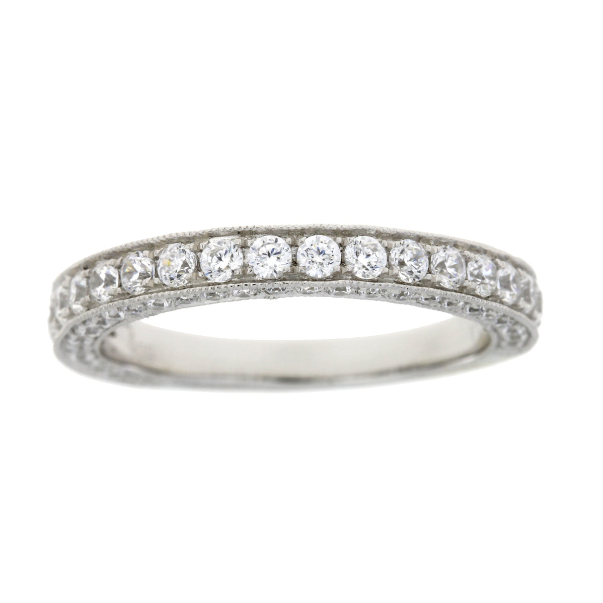 Cubic Zirconium Wedding Band Ring Sterling Silver from Bids.com