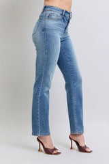 Judy Blue Full Size Run Vintage Wash Thermal Straight Jeans from Enfance-Heureuse