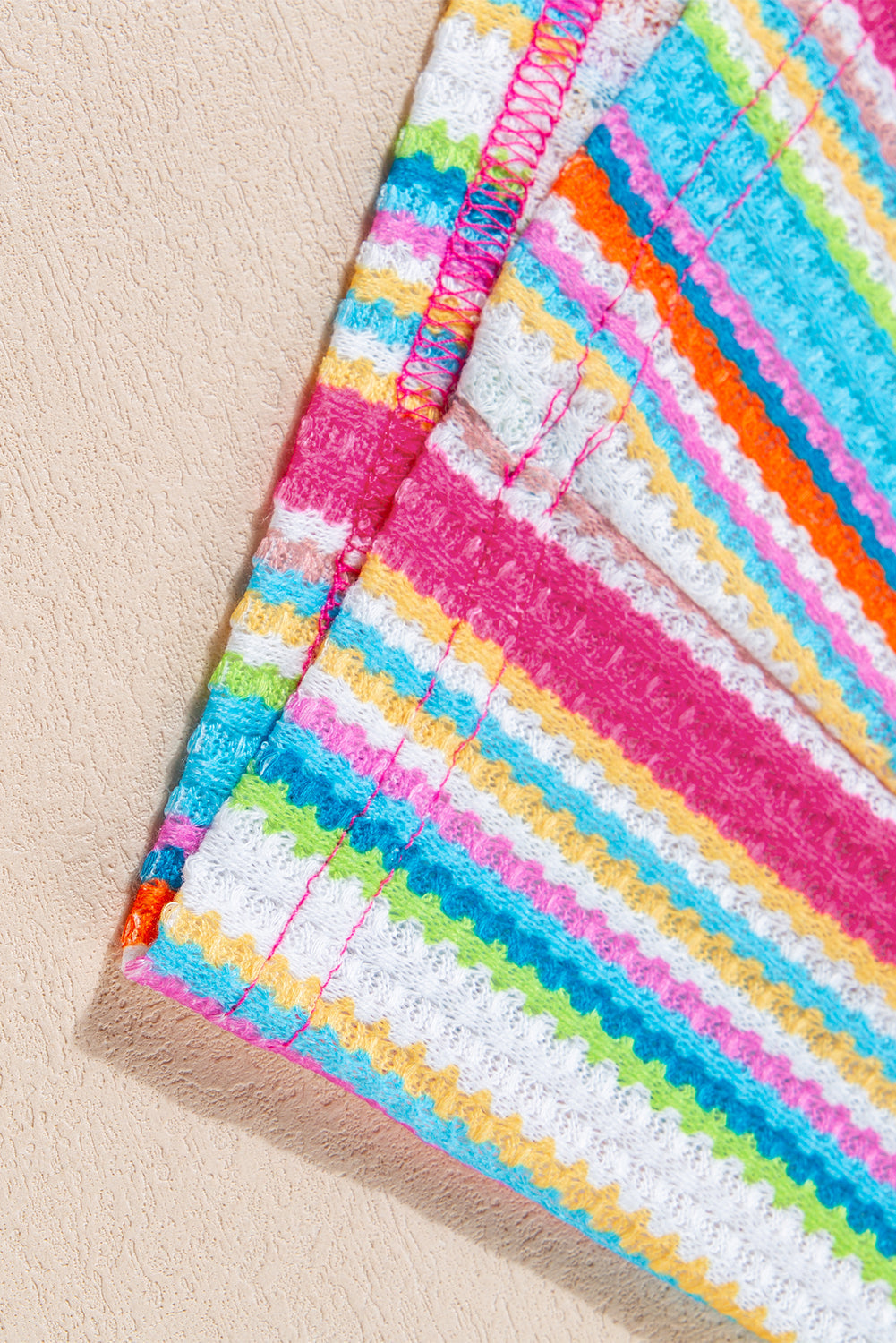 Kenna Stripe Rainbow Eyelet Knit Button Decor Tank Top From Threaded Pear