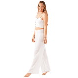 White Cotton Crop Top & Wide Leg Pants Lounge Set From LotusAndLuna