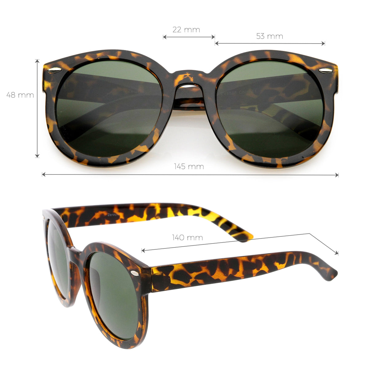 Womens Designer Round Oversize Retro Fashion Sunglasses 8623 from zeroUV