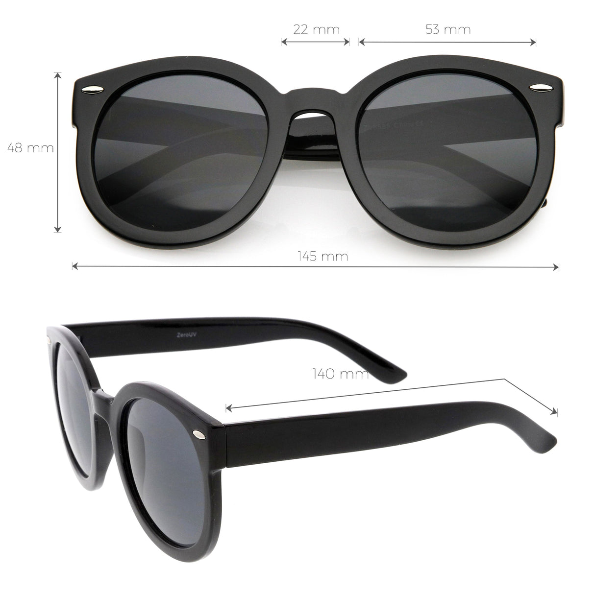 Womens Designer Round Oversize Retro Fashion Sunglasses 8623 from zeroUV