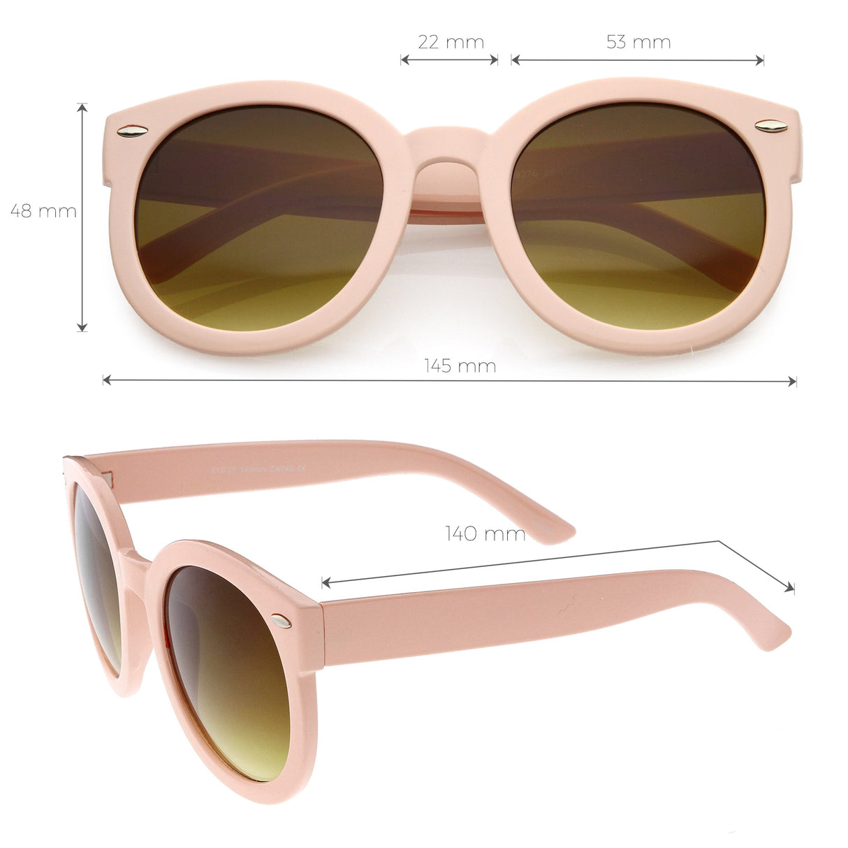 Womens Designer Round Oversize Retro Fashion Sunglasses 8623 from zeroUV