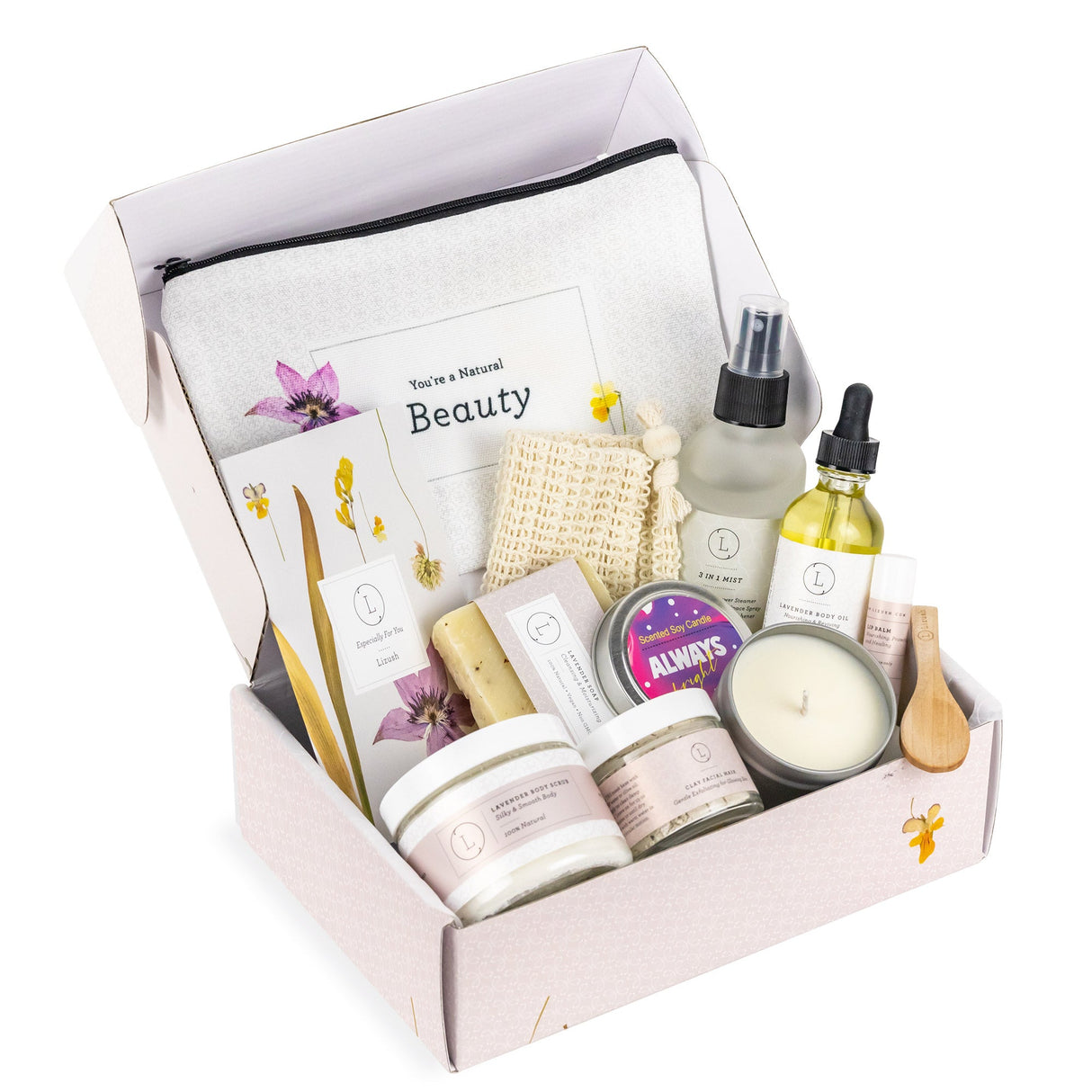 Spa Gift Box, Natural Lavender Bath & Body Relaxing Package for Friend from Lizush