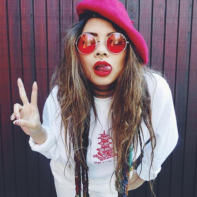 Retro Hippie Metal Lennon Round Color Lens Sunglasses 8594 from zeroUV