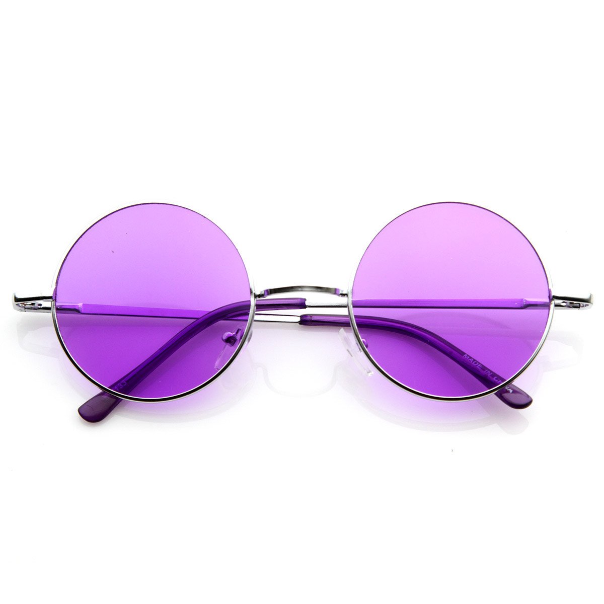 Retro Hippie Metal Lennon Round Color Lens Sunglasses from zeroUV