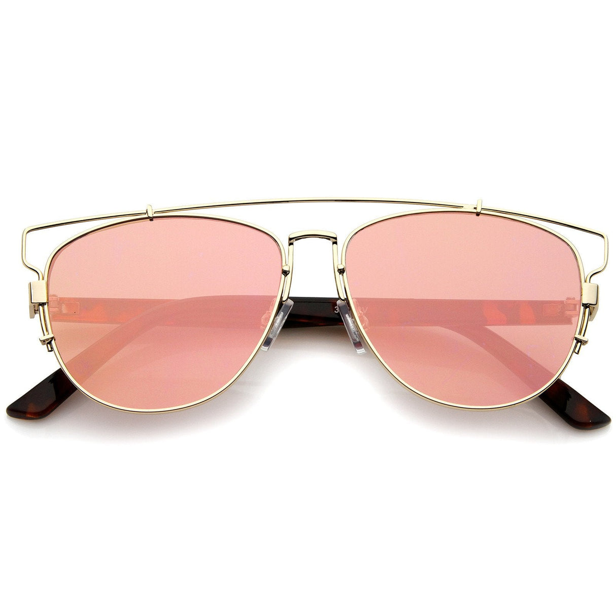 Modern Metal Crossbar Mirrored Lens Flat Front Sunglasses A145 from zeroUV