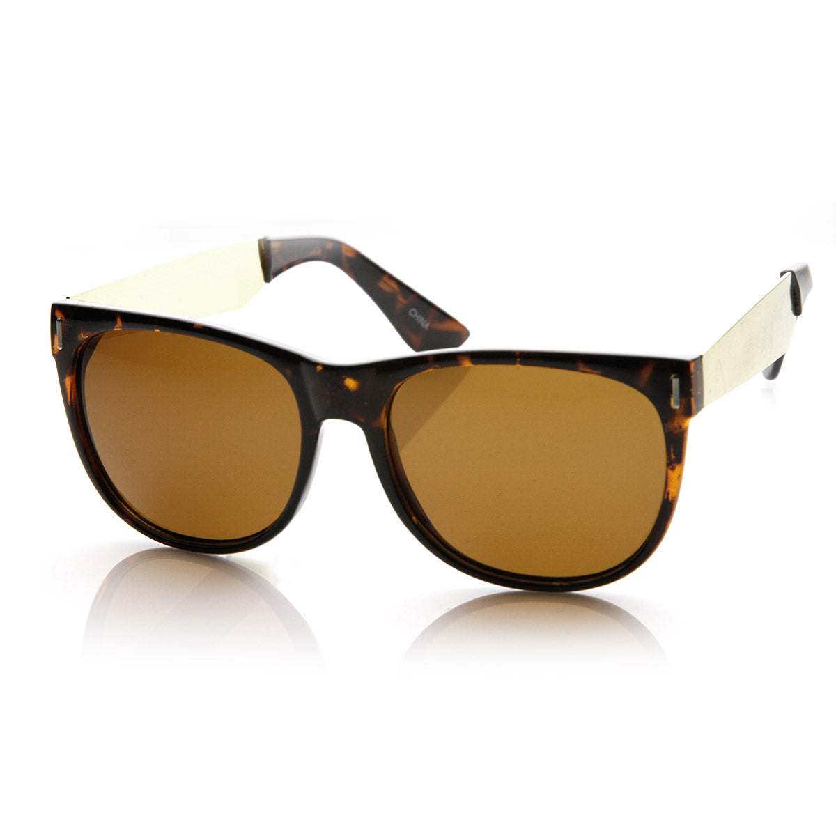 Trendy Indie Hipster Super Retro Metal Arm Horned Rim Sunglasses 8687 from zeroUV