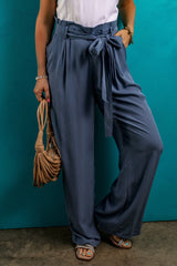 Luna Belted Frilly Waist Wide Leg Loose Pants From Threaded Pear