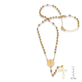 Gold 18k Plated Stainless Steel Rosary Necklace From Steel Time