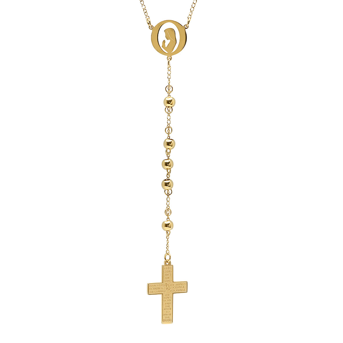 Gold 18k Plated Serenity Prayer Rosary Necklace From Steel Time
