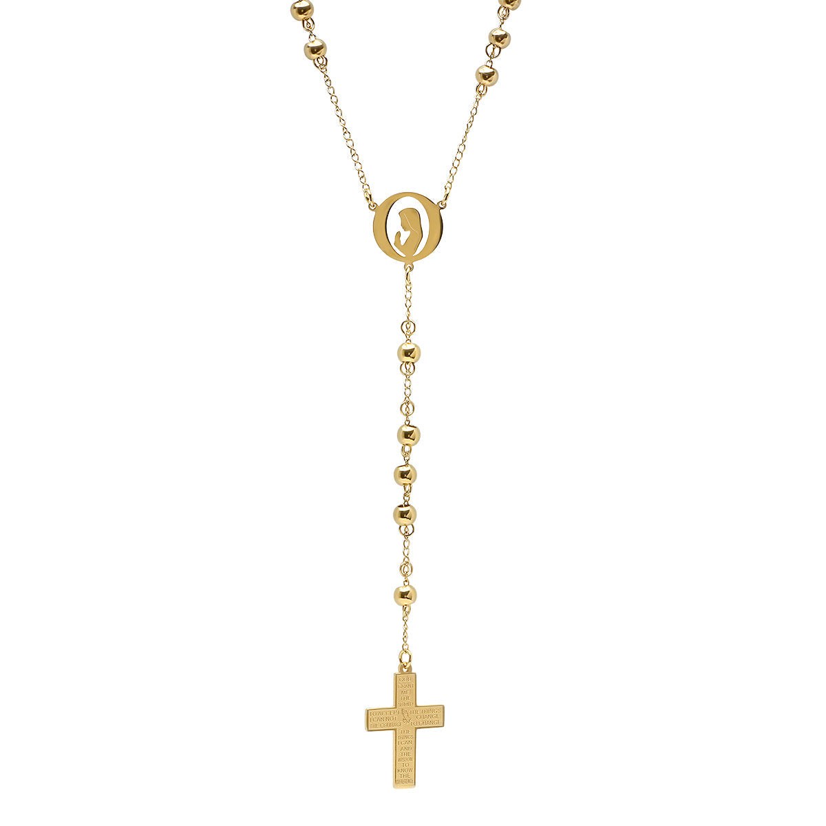 Gold 18k Plated Serenity Prayer Rosary Necklace From Steel Time