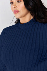 Basic Bae Full Size Ribbed Mock Neck Long Sleeve T-Shirt from Enfance-Heureuse