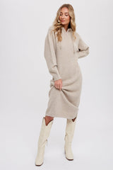 Beige Hooded Sweater Midi Dress from PinkBlush