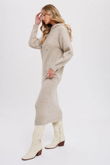 Beige Hooded Sweater Midi Dress from PinkBlush