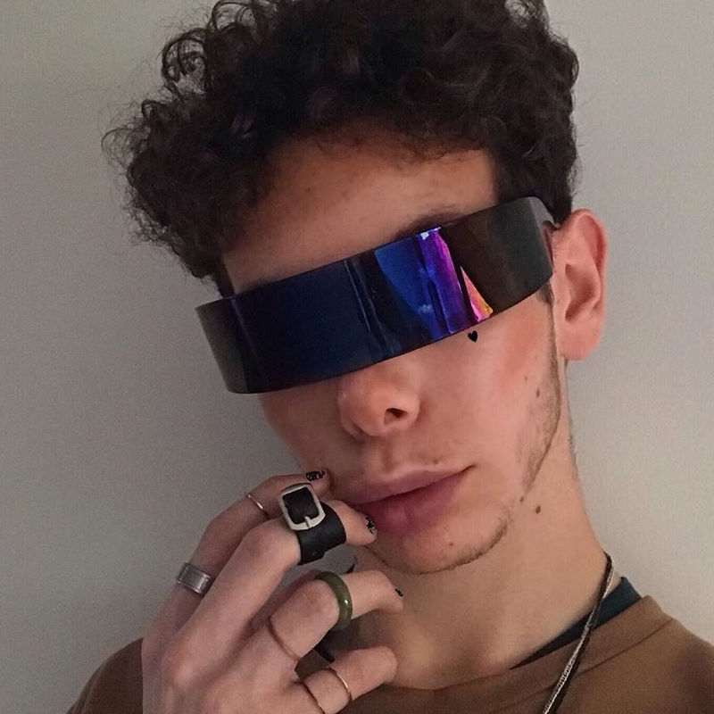 Futuristic Retro Mirror Wrap Around Shield Sunglasses 8762 from zeroUV