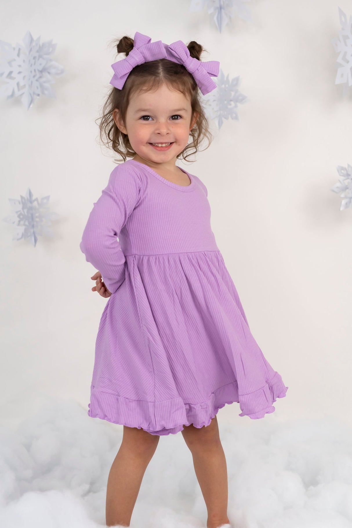 AMETHYST RIB DREAM RUFFLE DRESS from DREAM BIG LITTLE CO