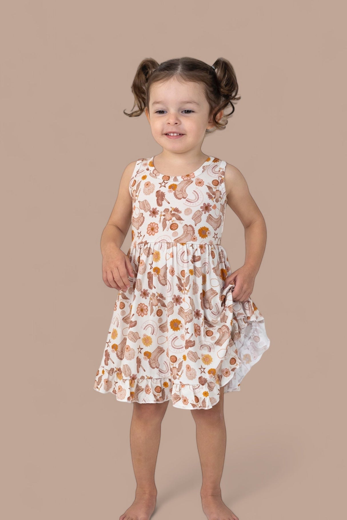 FLOWERS AND BOOTS DREAM TANK RUFFLE DRESS from DREAM BIG LITTLE CO