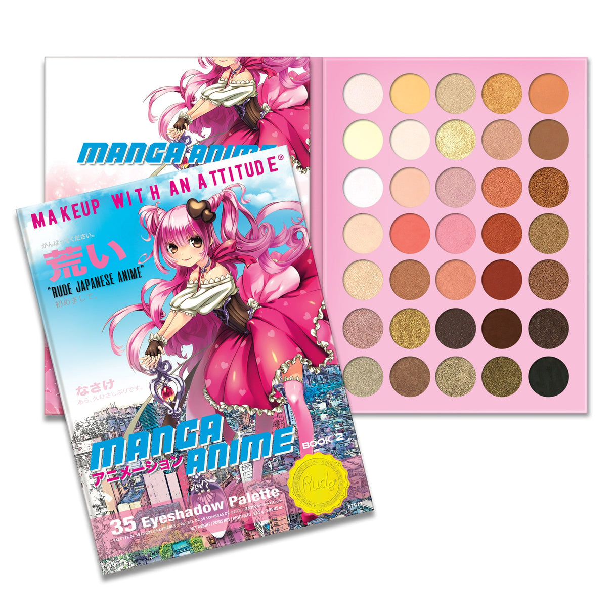 Manga Anime Makeup 35 Eyeshadow Palette Book 2 from Rude Cosmetics