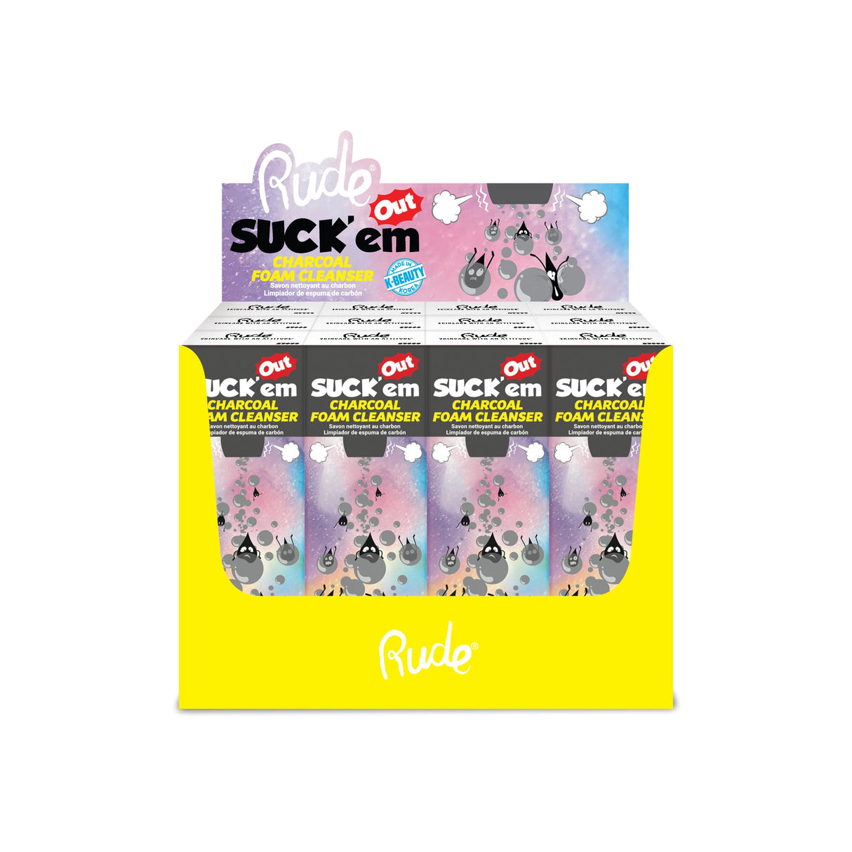 Suck'em Out Charcoal Foam Cleanser Paper Display, 12pcs from Rude Cosmetics