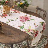 DaDa Bedding Romantic Roses Pink White Lovely Floral Quilted Dining Table Runner (879) from DaDalogy Bedding Collection