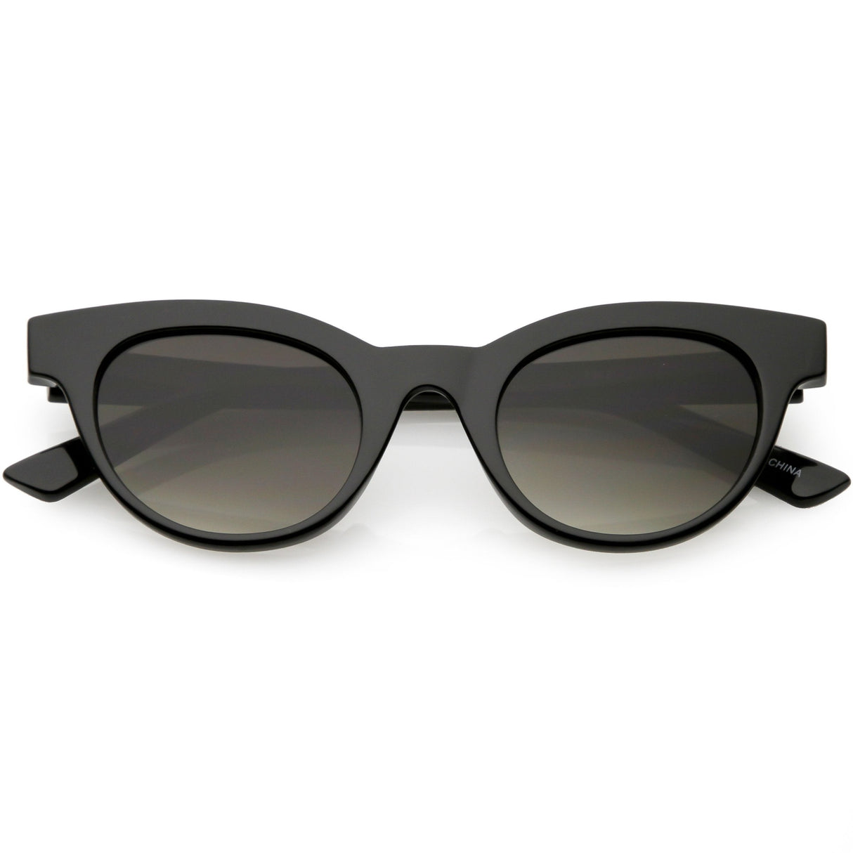Women's Retro Horned Rim Cat Eye Narrow Flat Lens Sunglasses C514 from zeroUV