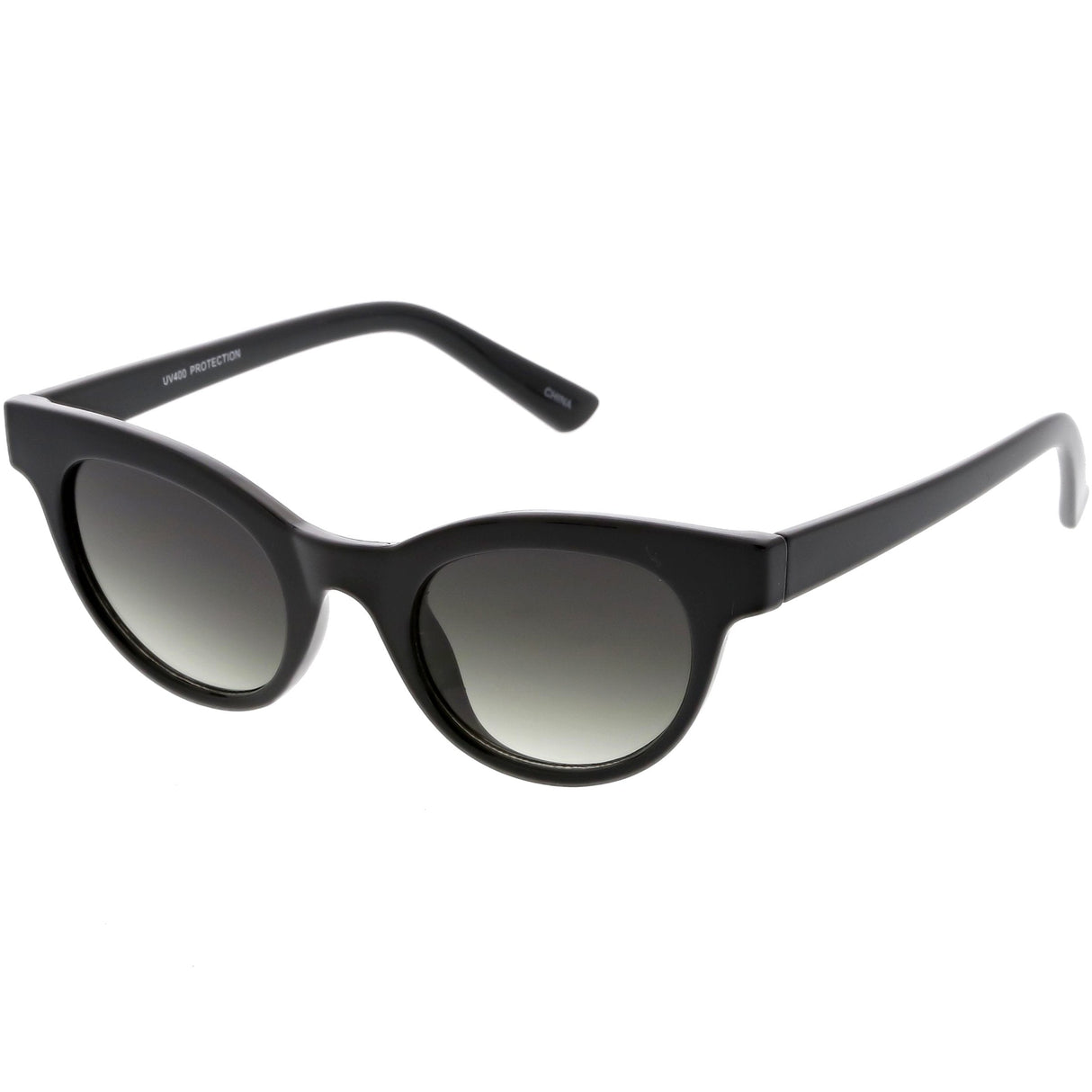 Women's Retro Horned Rim Cat Eye Narrow Flat Lens Sunglasses C514 from zeroUV