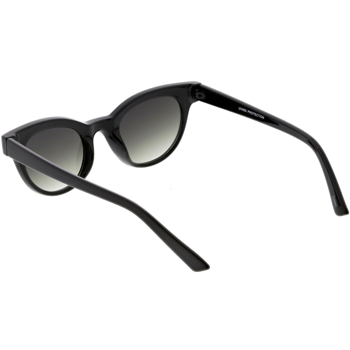 Women's Retro Horned Rim Cat Eye Narrow Flat Lens Sunglasses C514 from zeroUV