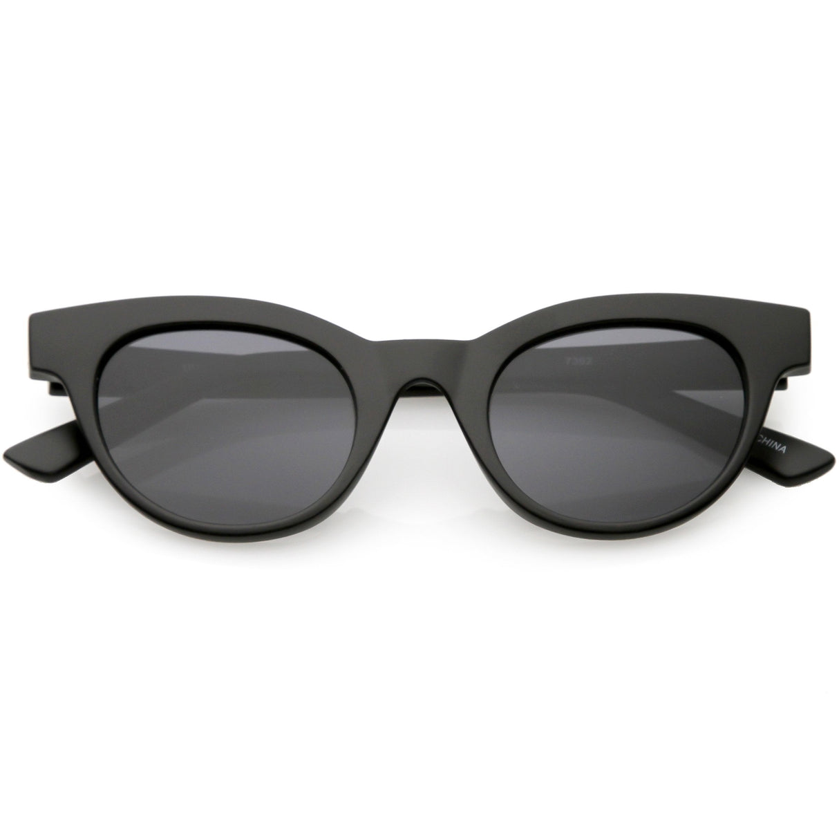 Women's Retro Horned Rim Cat Eye Narrow Flat Lens Sunglasses C514 from zeroUV