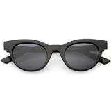 Women's Retro Horned Rim Cat Eye Narrow Flat Lens Sunglasses C514 from zeroUV