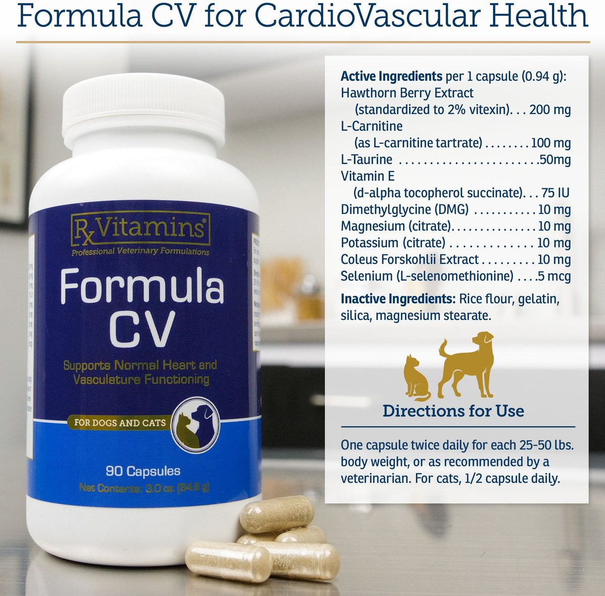 Rx Vitamins Formula CV For Dogs and Cats (90 caps) from HardyPaw