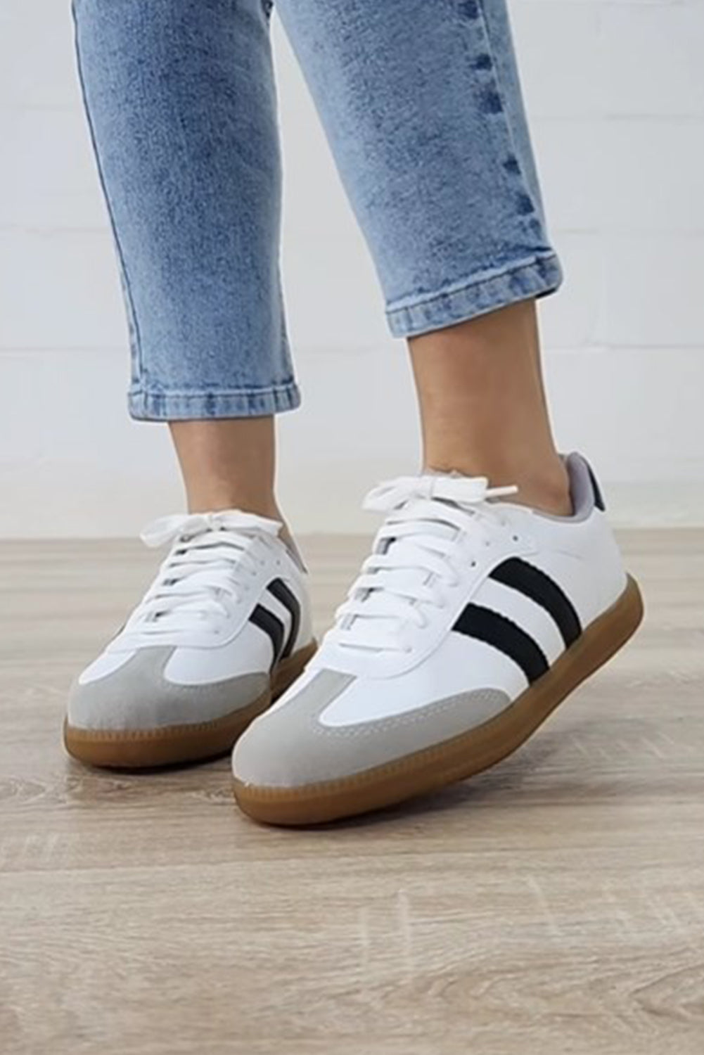 Willa Striped Lace-up Flat Sneakers from Threaded Pear