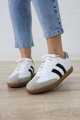 Willa Striped Lace-up Flat Sneakers from Threaded Pear