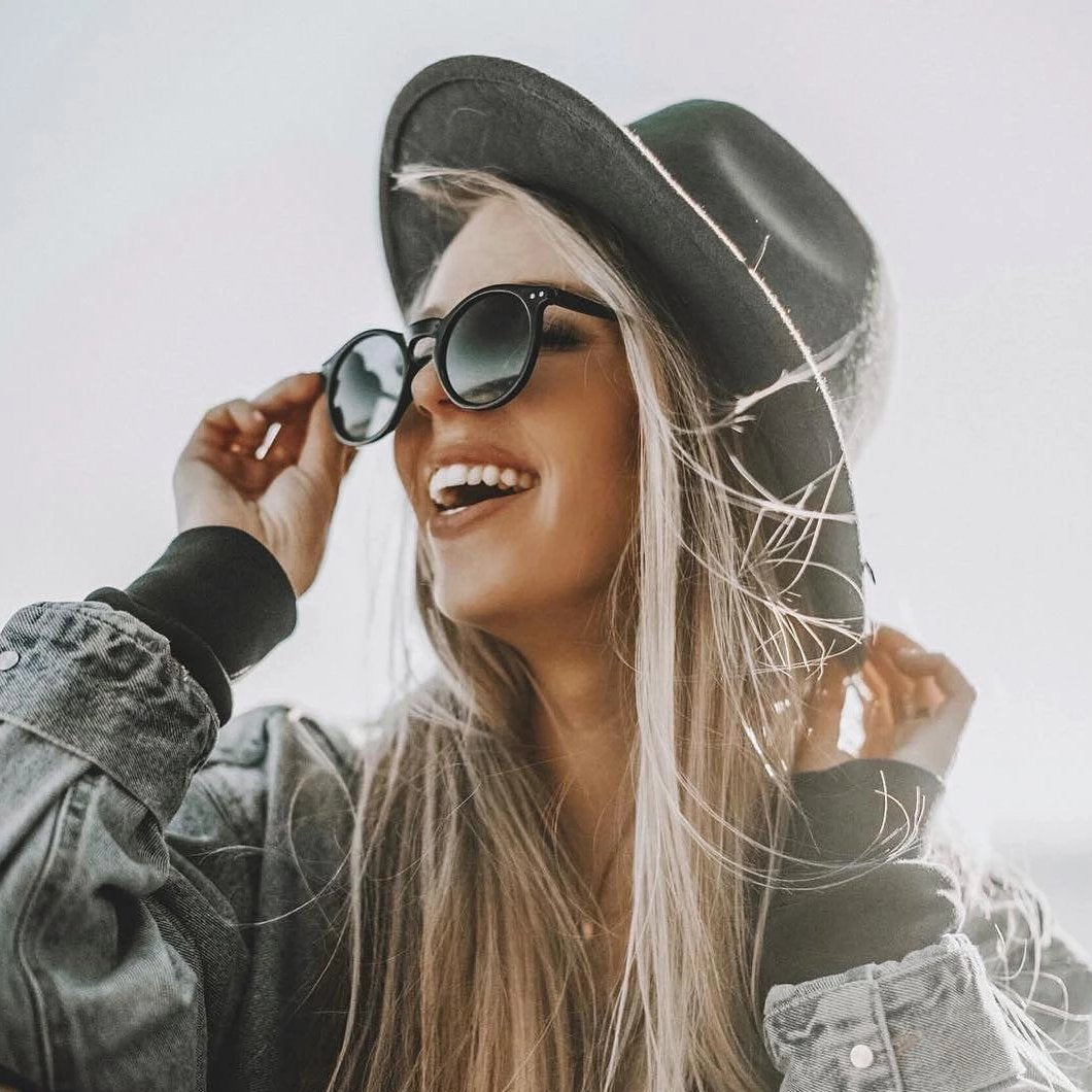 Dapper Key Hole Vintage Horned Rim Round Circle Indie Sunglasses 8943 from zeroUV