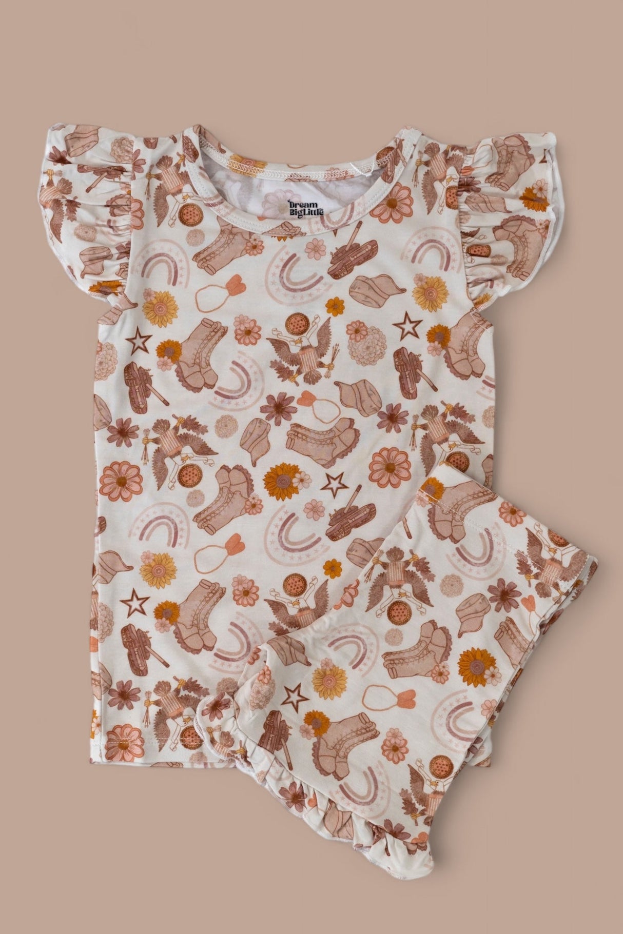 FLOWERS AND BOOTS DREAM RUFFLE SHORT SET from DREAM BIG LITTLE CO