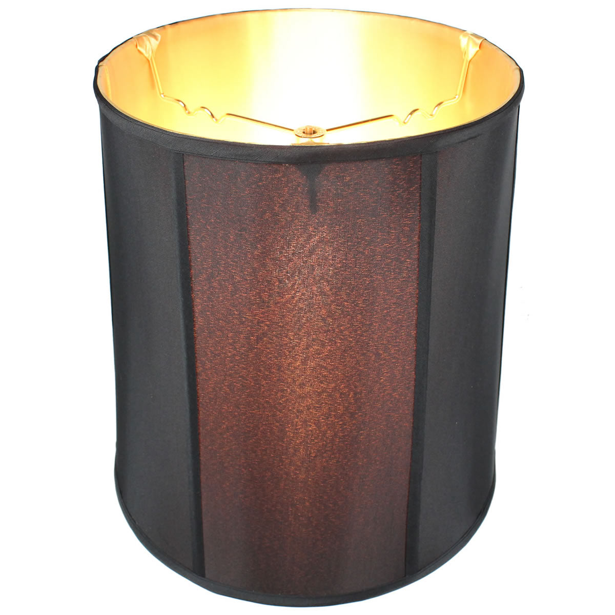 Black Fabric 14"W x 15"H Drum lamp Shade with Gold Liner from LampsUSA