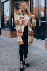 Autumn Plaid Button-Down Shirt Jacket from MsDressly