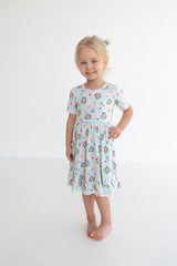 Dream Big Little Co x CoComelon SPRINGTIME MELON SHORT SLEEVE DREAM RUFFLE DRESS from DREAM BIG LITTLE CO