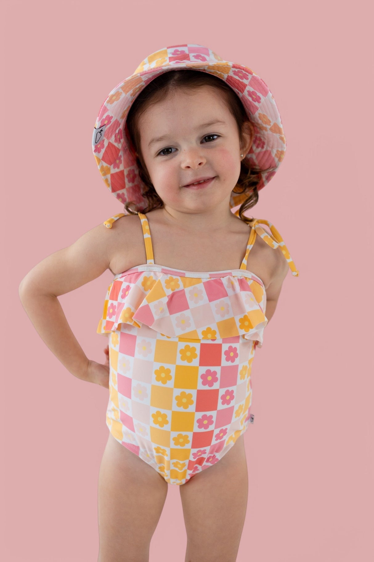 SUMMER SUNSET CHECKERS DREAM ONE PIECE SWIM SUIT from DREAM BIG LITTLE CO