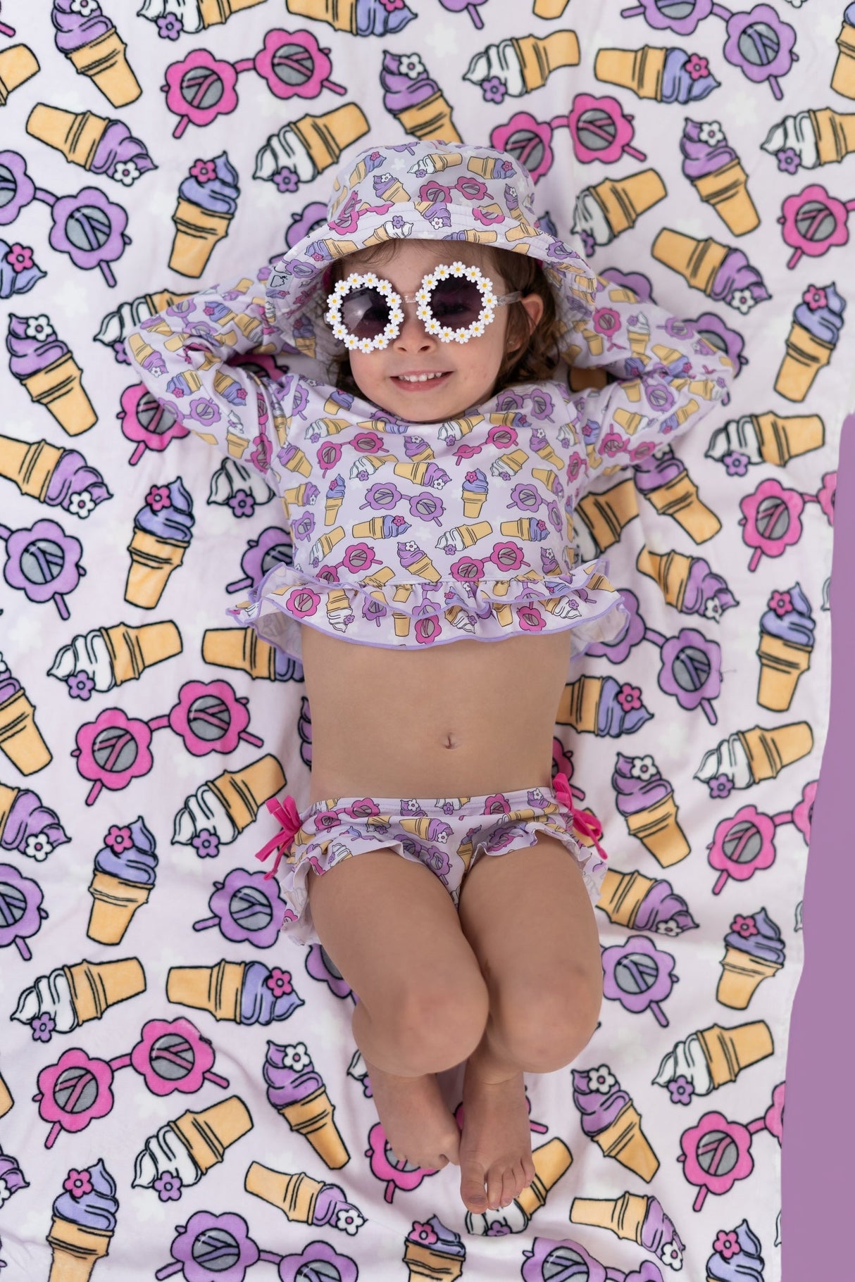 SWEET SUMMER DREAM RASH GUARD RUFFLE TWO-PIECE SWIM SUIT from DREAM BIG LITTLE CO