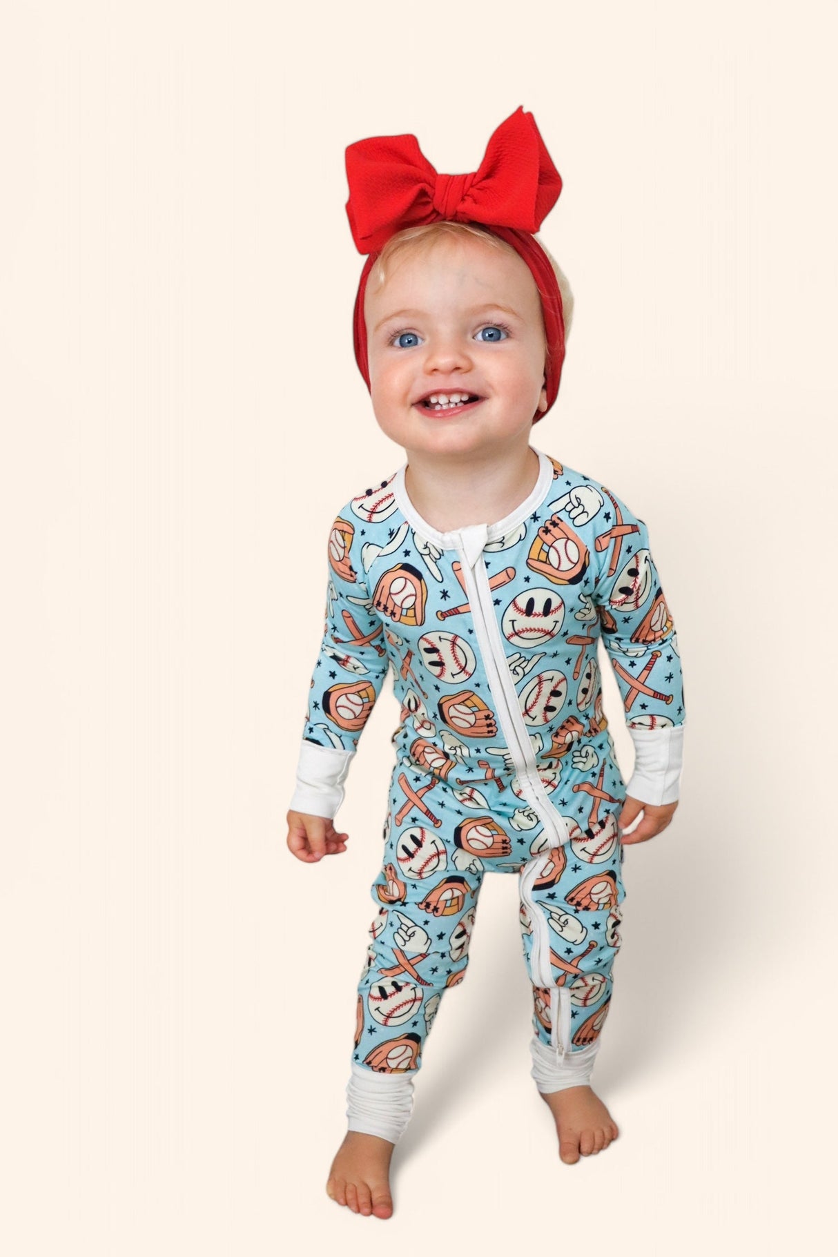 BASEBALL SMILEY DREAM ROMPER from DREAM BIG LITTLE CO