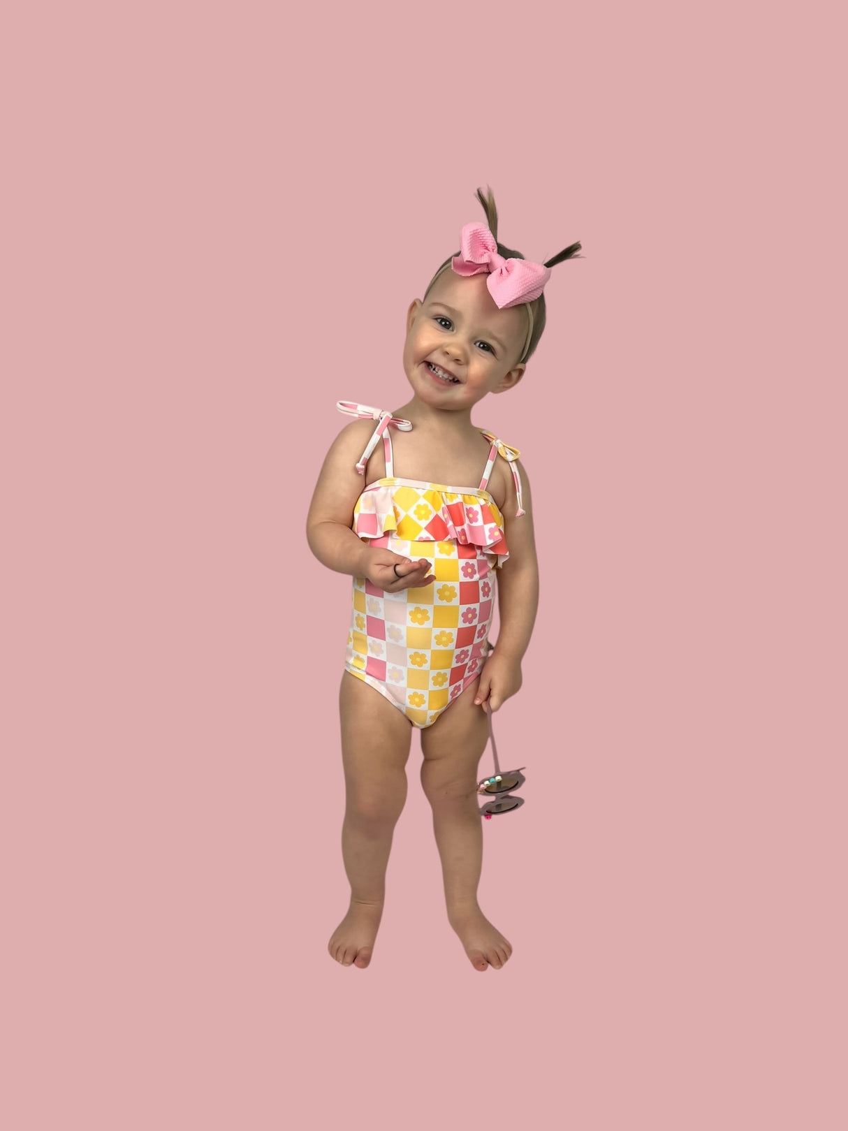 SUMMER SUNSET CHECKERS DREAM ONE PIECE SWIM SUIT from DREAM BIG LITTLE CO