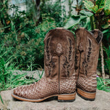 Soto Boots Mens Tan Python Print Boots H50032 from Soto Boots
