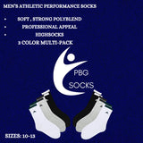 PBG Men's Socks 6 Pair Athletic performance MultiPack Activewear 10-13 HighSocks from PremiumBrandGoods