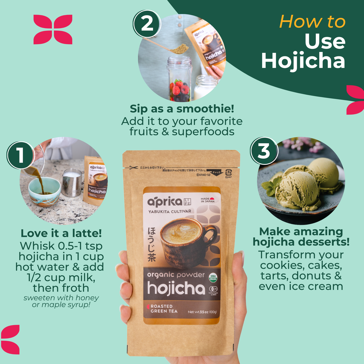 Hojicha Green Tea Powder from Aprika Life