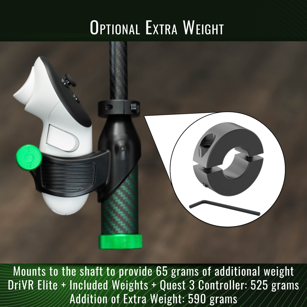 DriVR Elite -  Adjustable VR Weighted Golf Club Handle Accessory - Compatible with Quest 2, 3/3s, and Pro from DeadEyeVR