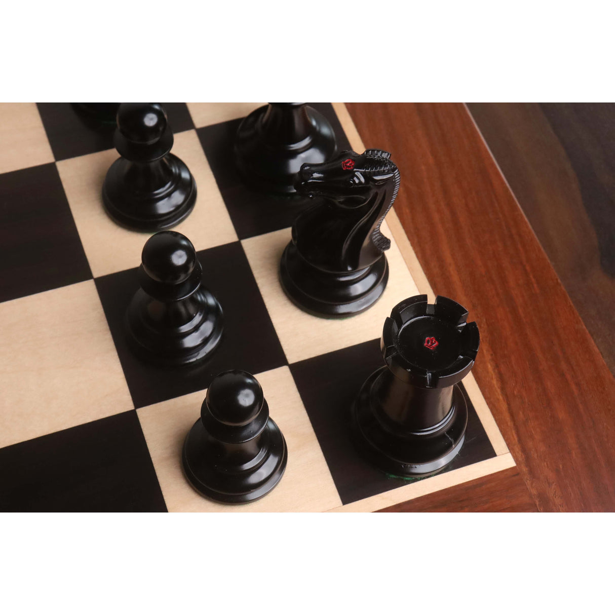 Original Staunton Chess Set- Chess Pieces Only- Lacquered Distress Antiqued Boxwood & Ebony- 4.5" King From Royal Chess Mall